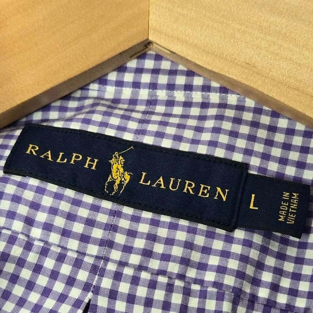 Polo Ralph‎ Lauren Purple Gingham Check Shirt Men's Preppy Embroidered Pony L